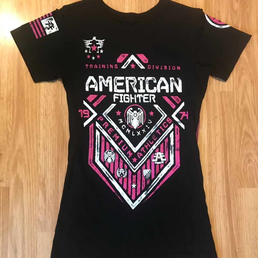 Black and Pink American Fighter Shirt